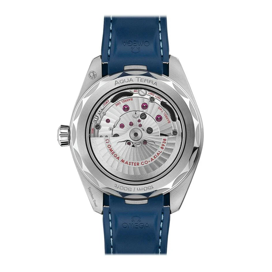Omega Seamaster Aqua Terra Blue Dial, Blue Rubber 150m Master Chronometer Gmt 220.12.43.22.03.001