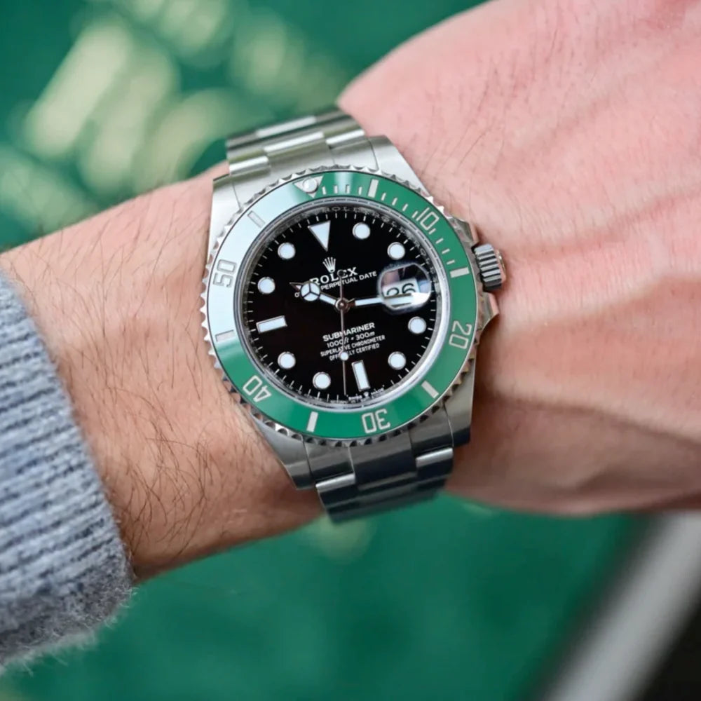 Rolex Submariner Date Silver 41mm, Black Dial - Green Bezel "Starbucks"