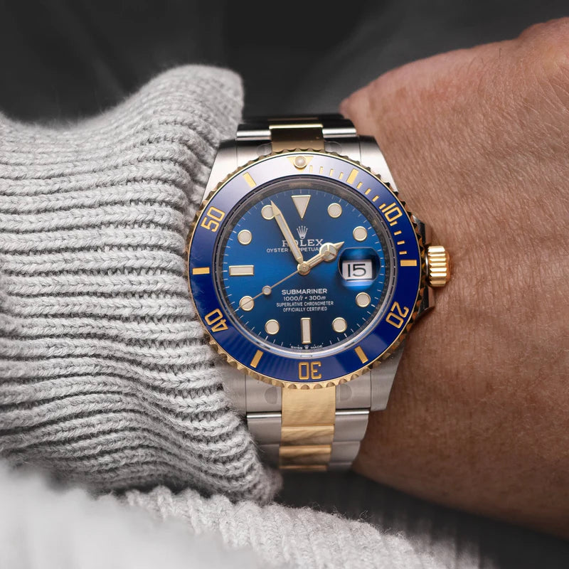 The Rolex Submariner Date Silver and Gold 41mm, Blue Dial - Blue Bezel
