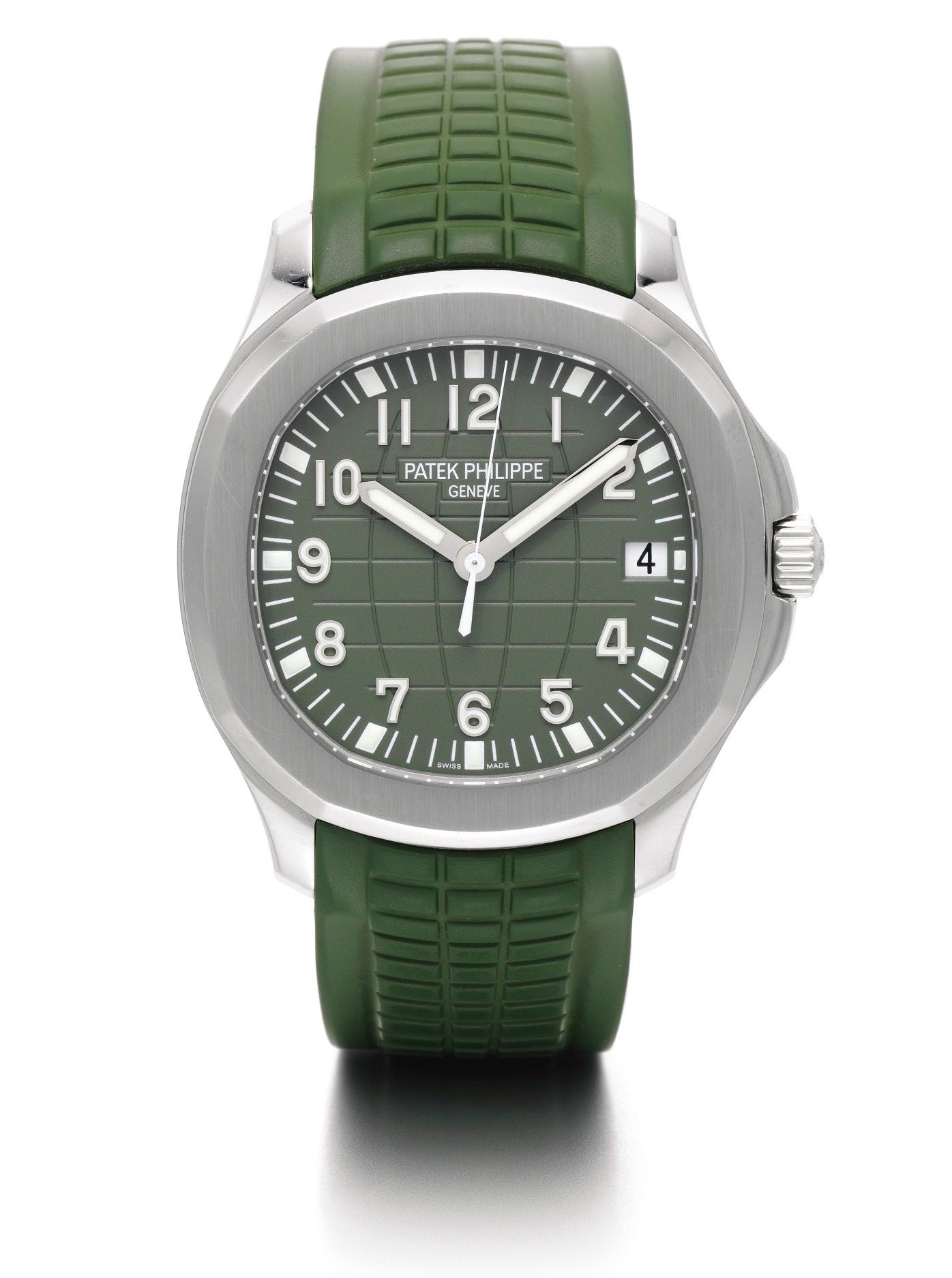 Patek Philippe Aquanaut Steel Green Rubber Strap Mens Watch - 5168G
