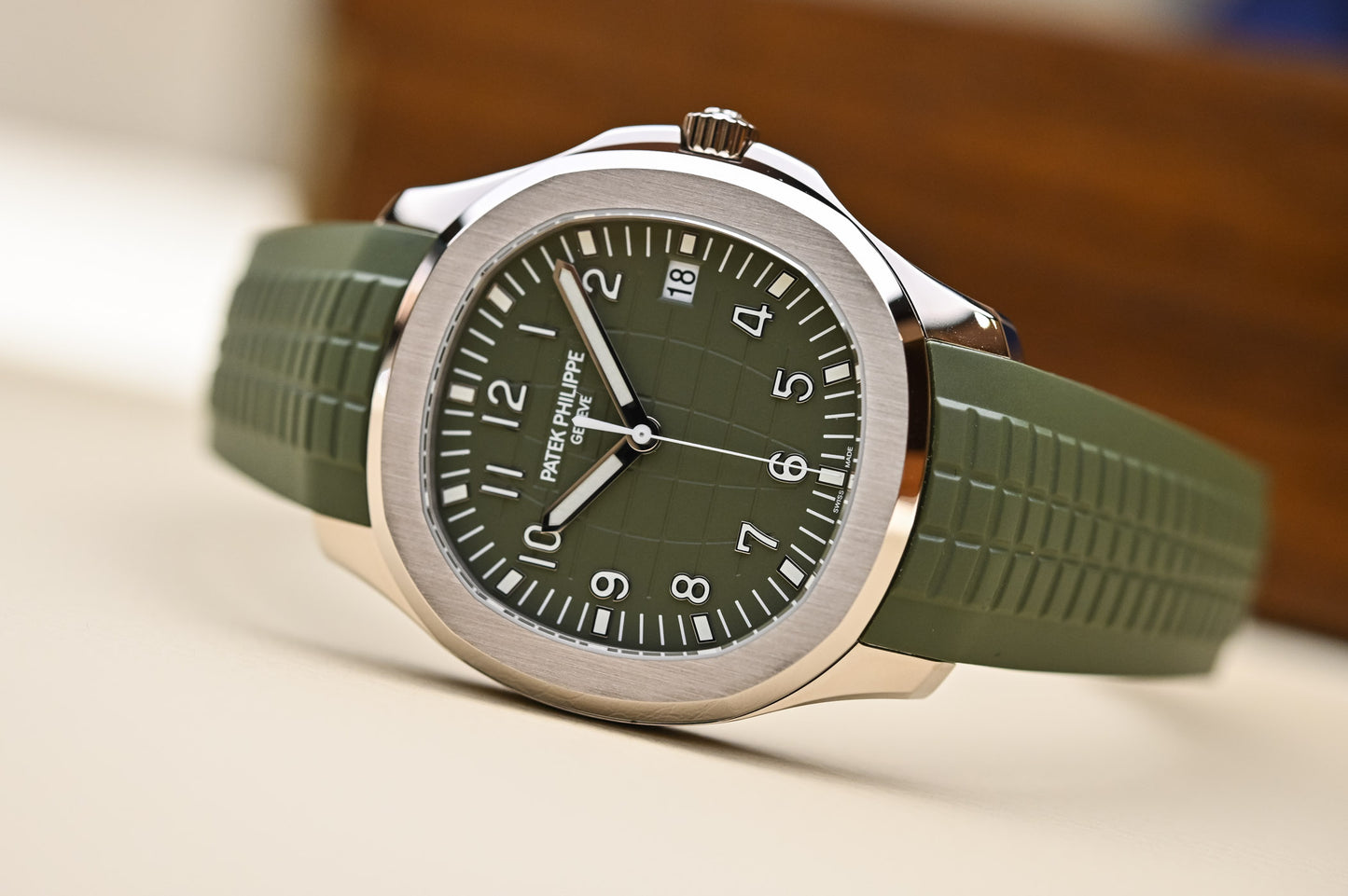 Patek Philippe Aquanaut Steel Green Rubber Strap Mens Watch - 5168G