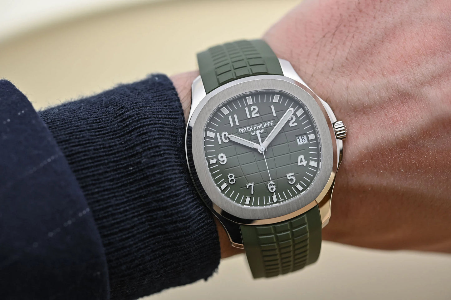 Patek Philippe Aquanaut Steel Green Rubber Strap Mens Watch - 5168G