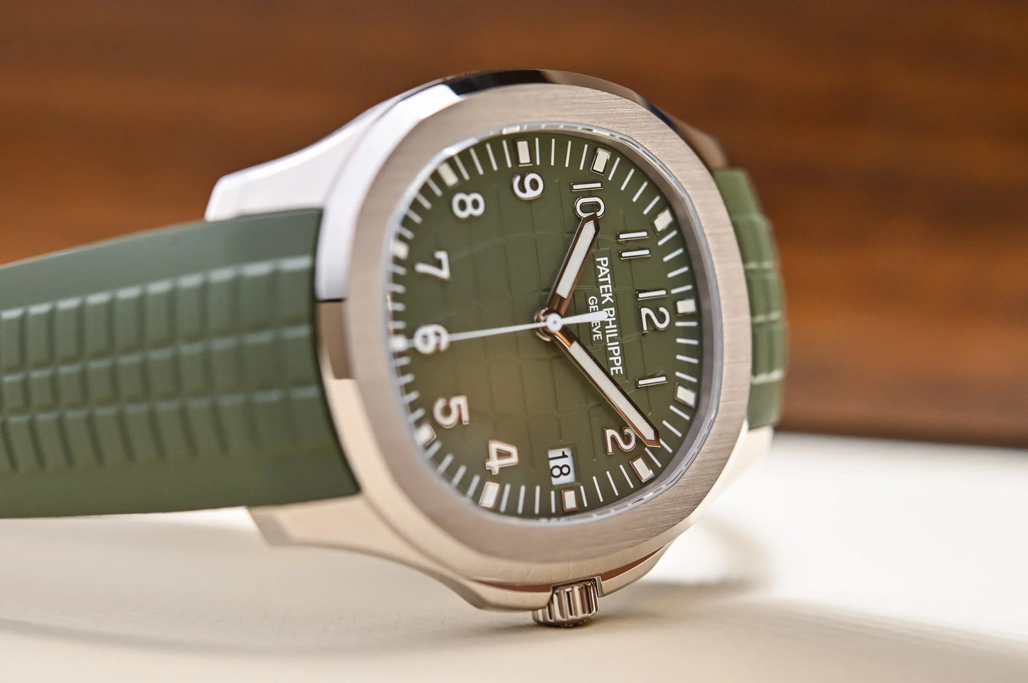 Patek Philippe Aquanaut Steel Green Rubber Strap Mens Watch - 5168G