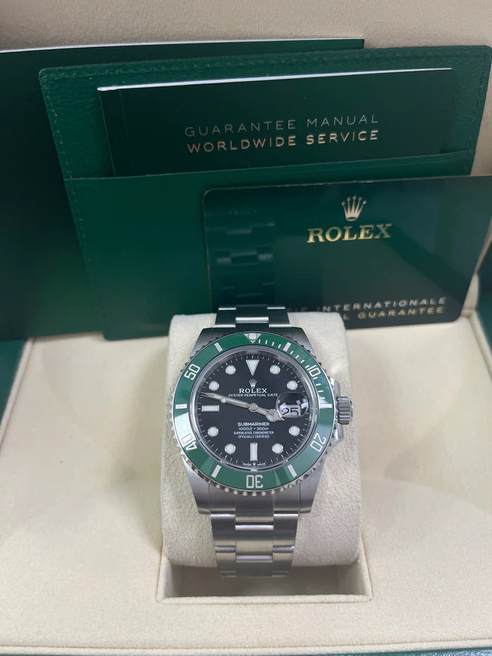 Rolex Submariner Date Silver 41mm, Black Dial - Green Bezel "Starbucks"