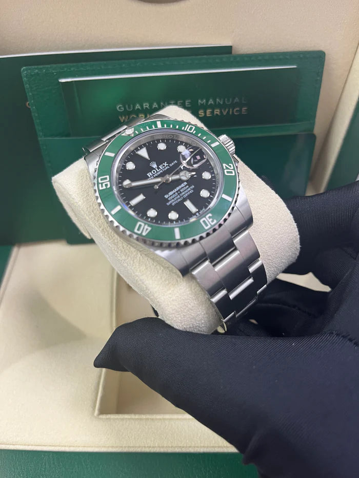 Rolex Submariner Date Silver 41mm, Black Dial - Green Bezel "Starbucks"