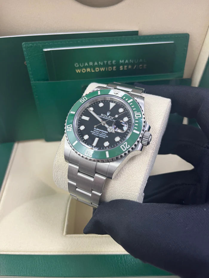Rolex Submariner Date Silver 41mm, Black Dial - Green Bezel "Starbucks"