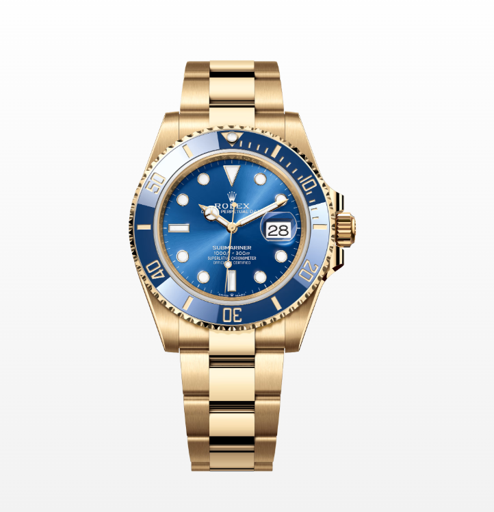 The Rolex Submariner Date Gold 41mm, Blue Dial - Blue Bezel