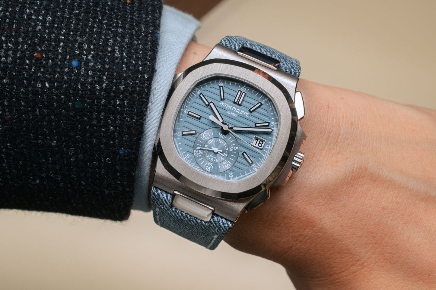 Patek Philippe Nautilus Chronograph Jeans Strap - 5980/60G-001