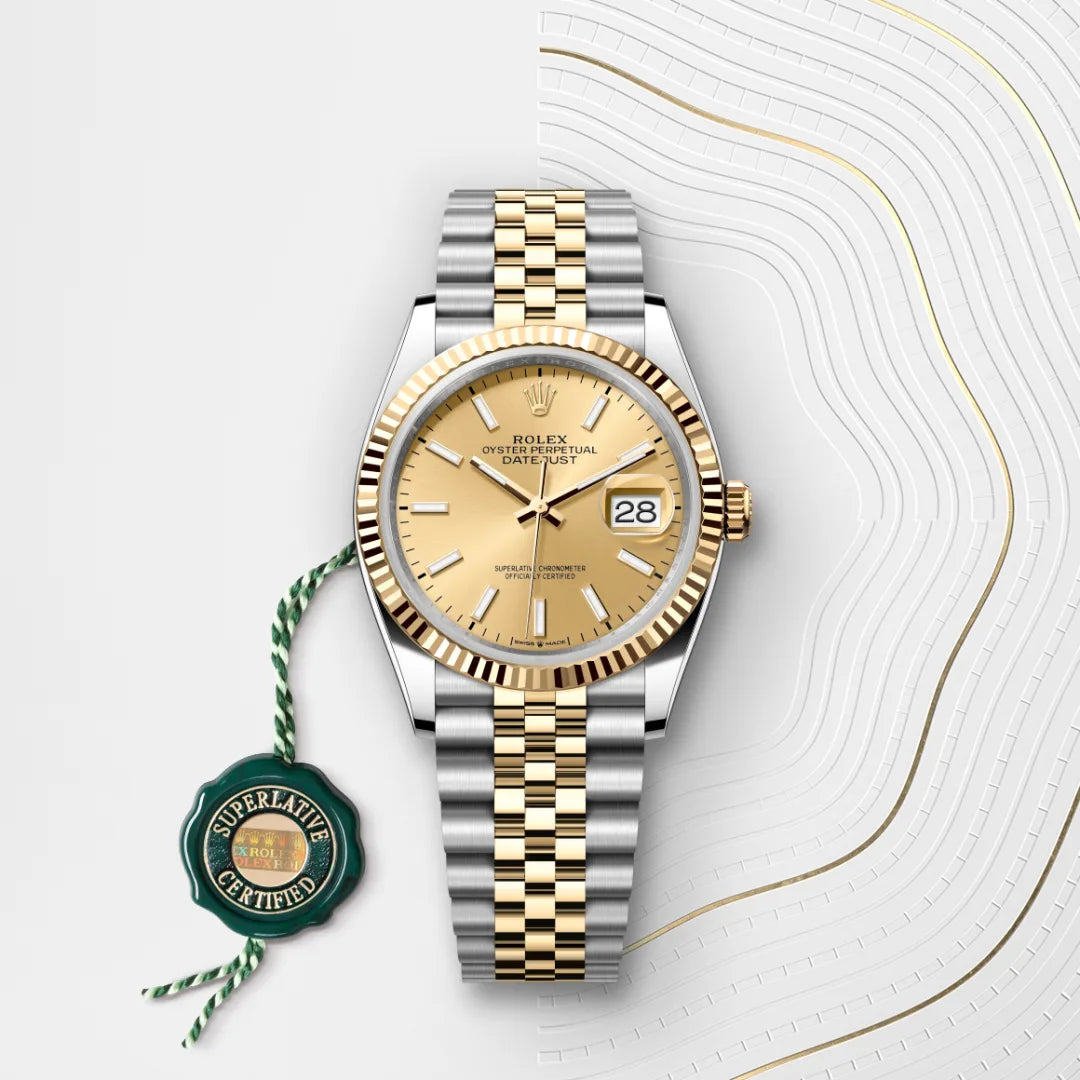 Rolex Datejust 36 Oyster, 36 mm, Oystersteel and yellow gold M126233-0015