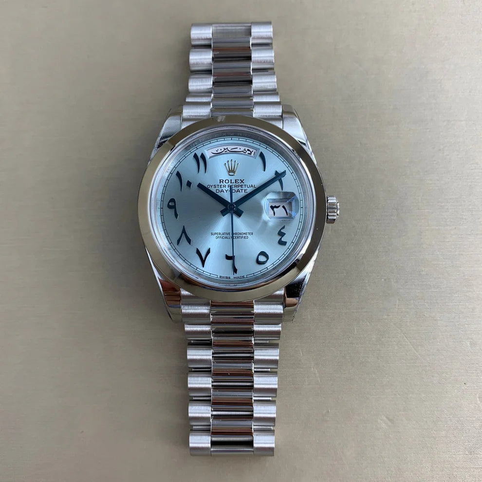 Rolex Day-Date 40 Ice Blue Arabic Dial Middle East
