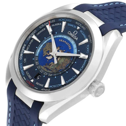 Omega Seamaster Aqua Terra Blue Dial, Blue Rubber 150m Master Chronometer Gmt 220.12.43.22.03.001