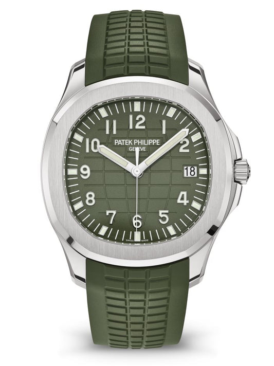 Patek Philippe Aquanaut Steel Green Rubber Strap Mens Watch - 5168G
