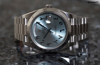 Rolex Day-Date 40 Ice Blue Arabic Dial Middle East